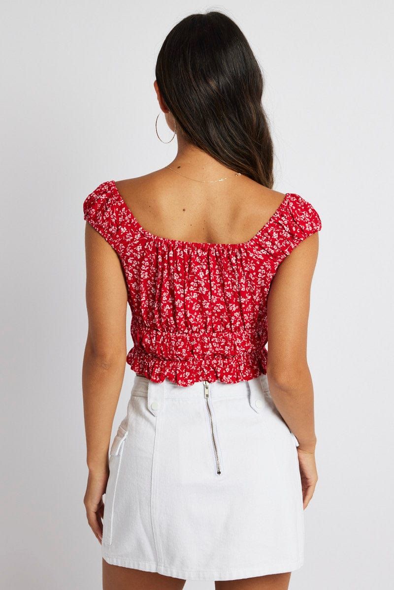 Red Ditsy Crop Top Short Sleeve sold by Ally Fashion product image thumbnail 5