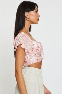 Print Puff Sleeve Top Short Sleeve Crop sold by Ally Fashion