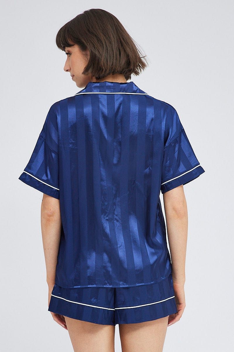 Green Stripe Satin Stripe Pj Contrast Piping Pyjama Set sold by Ally Fashion product image thumbnail 5