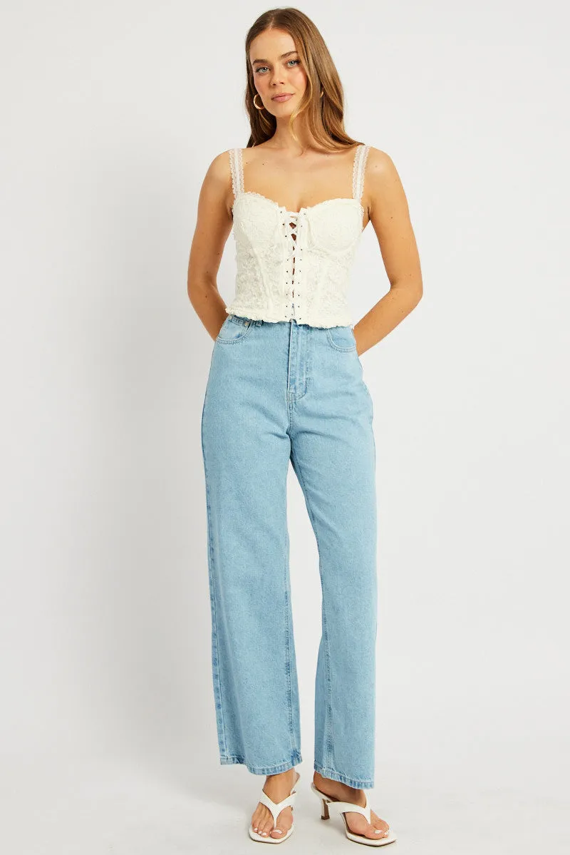 Denim Wide Leg Jean High Rise Crop sold by Ally Fashion product image thumbnail 2