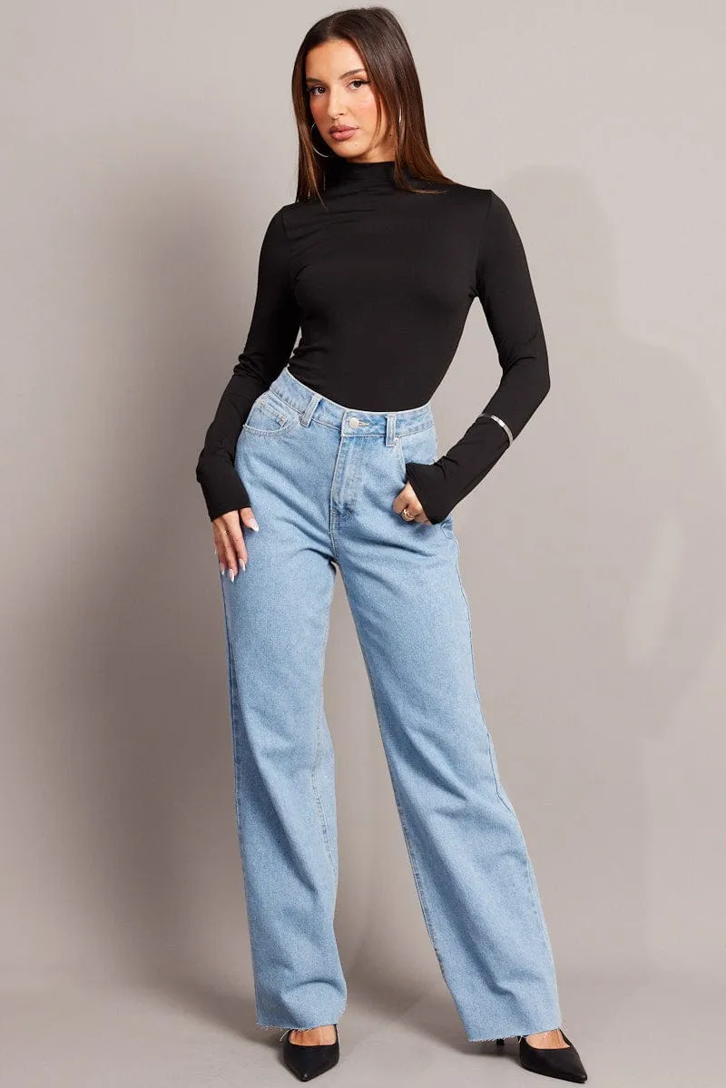 Black Fleece Top Long Sleeve High Neck sold by Ally Fashion product image thumbnail 2