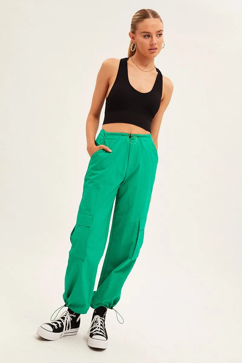 Green Cargo Parachute Pants sold by Ally Fashion