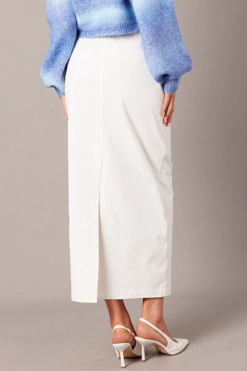 White Tailored Skirt Midi Mid Rise sold by Ally Fashion product image thumbnail 5