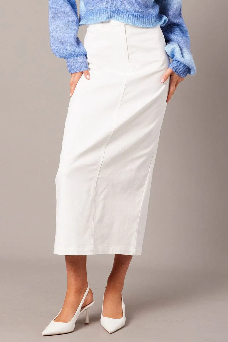 White Tailored Skirt Midi Mid Rise sold by Ally Fashion product image thumbnail 3