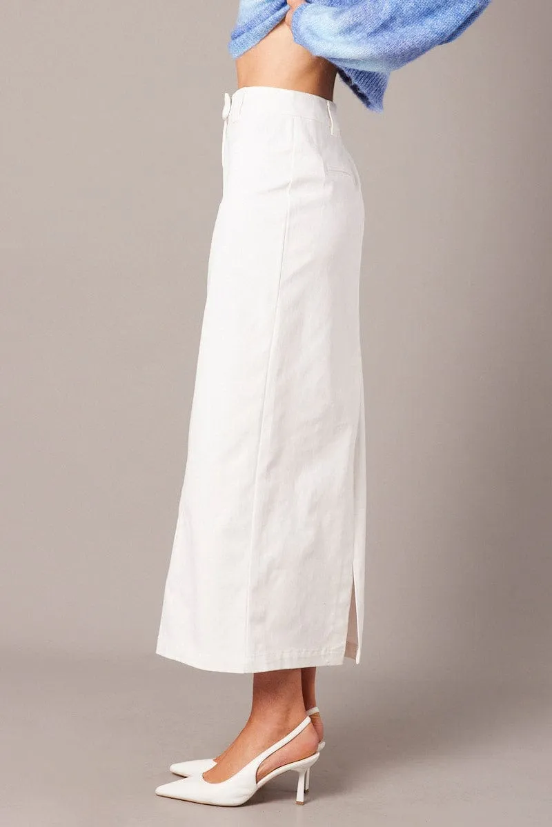 White Tailored Skirt Midi Mid Rise sold by Ally Fashion product image thumbnail 4
