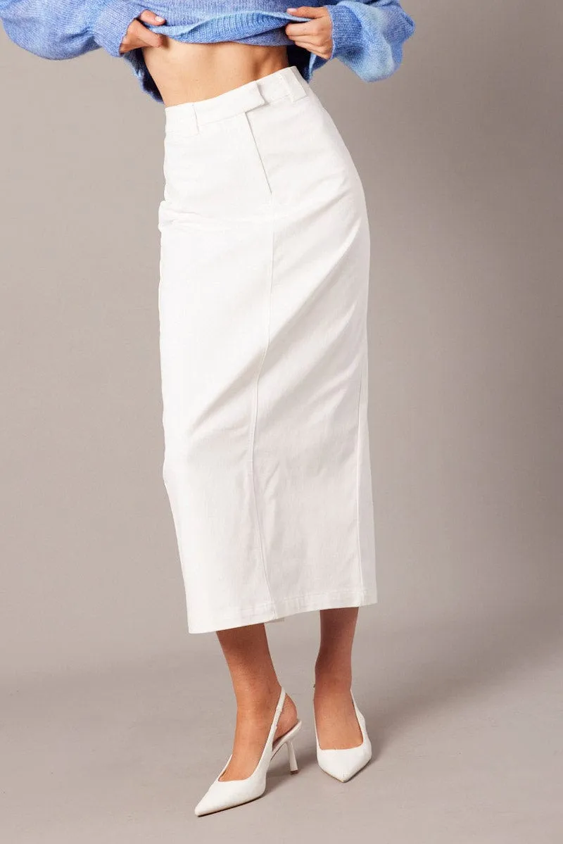 White Tailored Skirt Midi Mid Rise sold by Ally Fashion