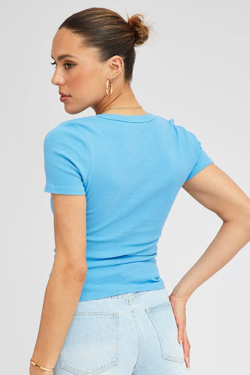 Blue T shirt Short sleeve Scoop Neck sold by Ally Fashion product image thumbnail 5