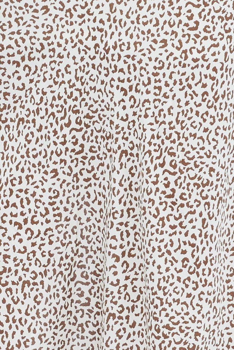 Brown Animal Print Slip Skirt Front Split Midi sold by Ally Fashion product image thumbnail 6