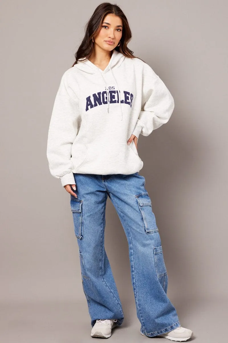 Grey Graphic Sweater Long Sleeve Hoodie sold by Ally Fashion product image thumbnail 2