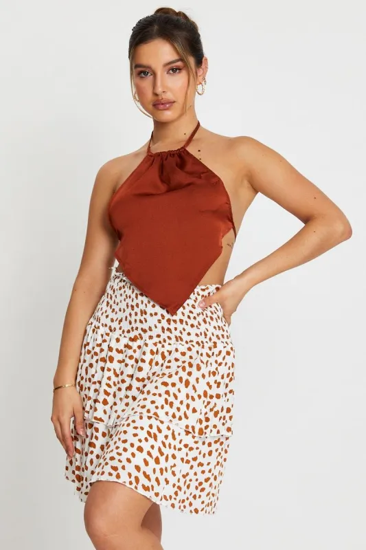 Geo Print Ruffle Skater Skirt sold by Ally Fashion