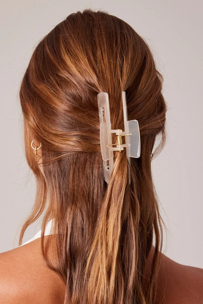 White Large Rectangle Claw Clip sold by Ally Fashion product image thumbnail 2