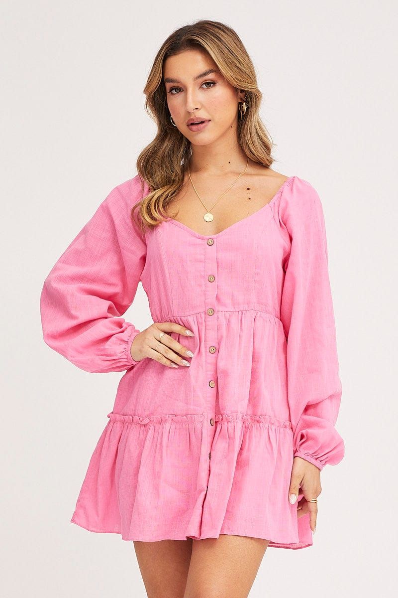 Pink Linen Skater Dress sold by Ally Fashion