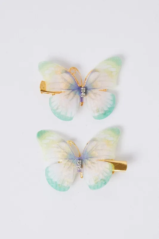 Green Butterfly Hair Clips sold by Ally Fashion