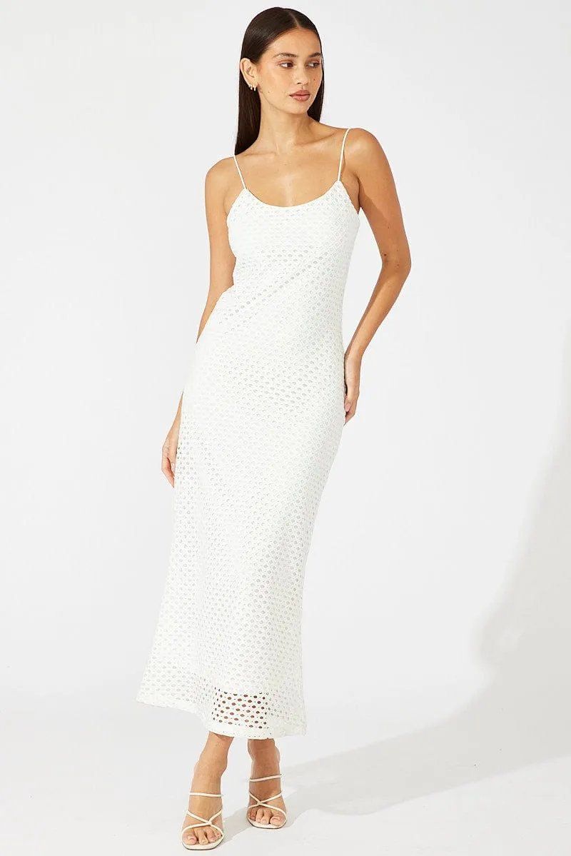 White Midi Bodycon Dress Sleeveless Crochet sold by Ally Fashion product image thumbnail 2
