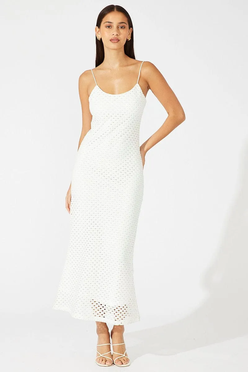 White Midi Bodycon Dress Sleeveless Crochet sold by Ally Fashion product image thumbnail 3