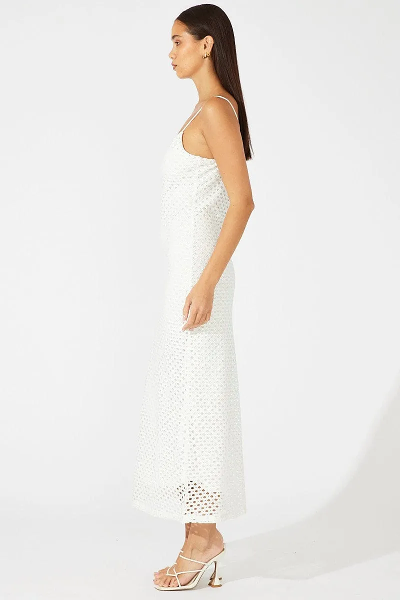 White Midi Bodycon Dress Sleeveless Crochet sold by Ally Fashion product image thumbnail 4