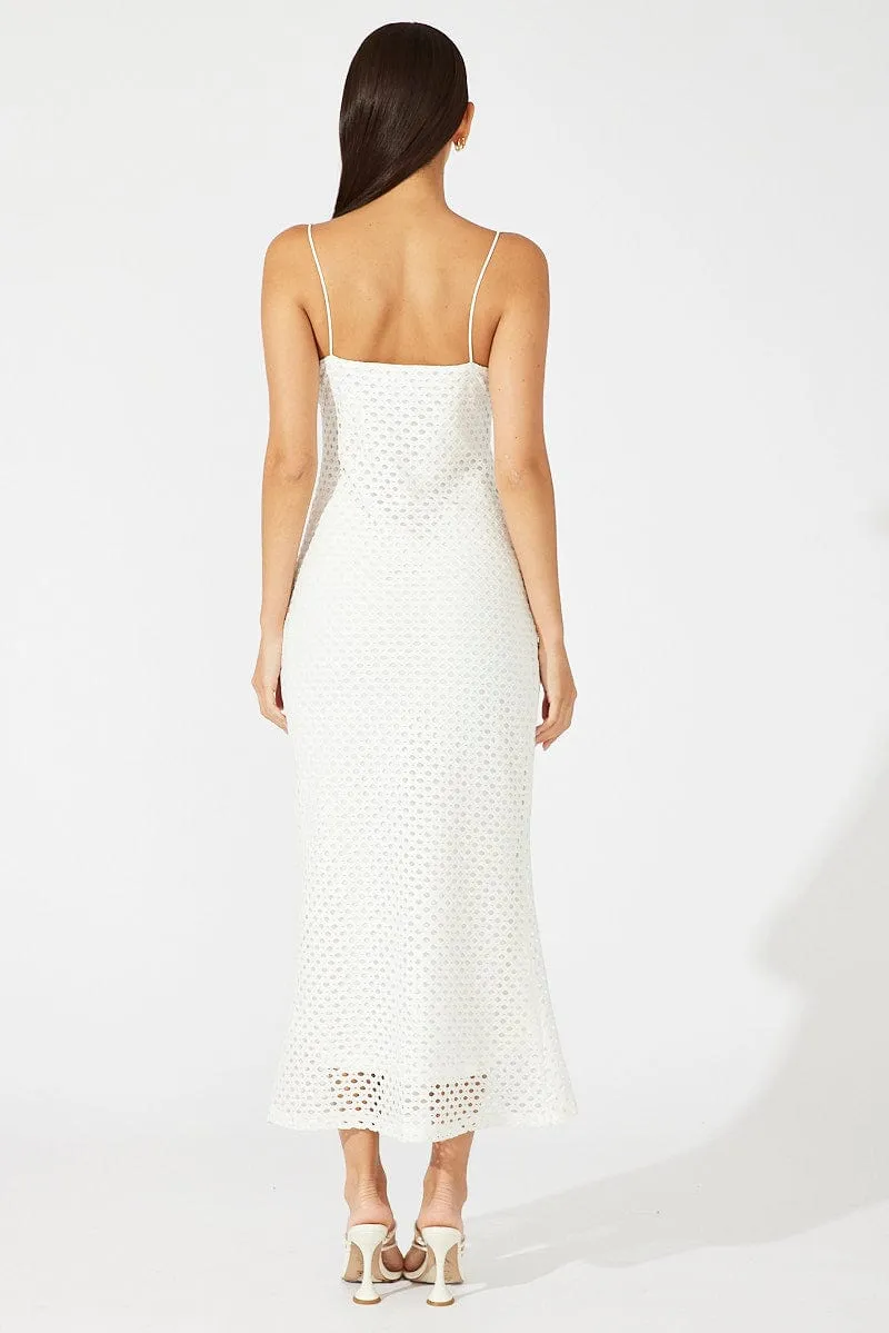 White Midi Bodycon Dress Sleeveless Crochet sold by Ally Fashion product image thumbnail 5