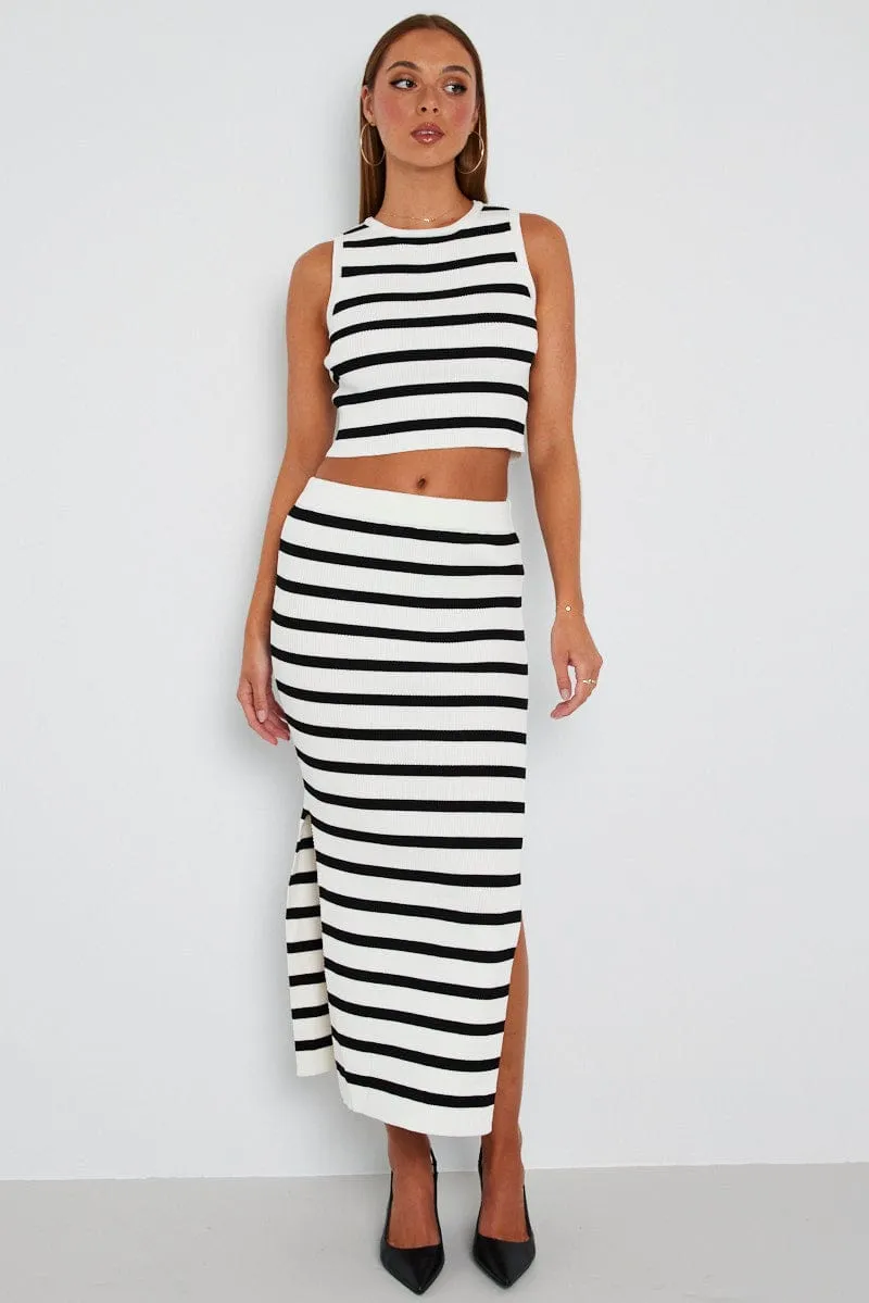 Black Stripe Knit Skirt High Rise Maxi sold by Ally Fashion product image thumbnail 3