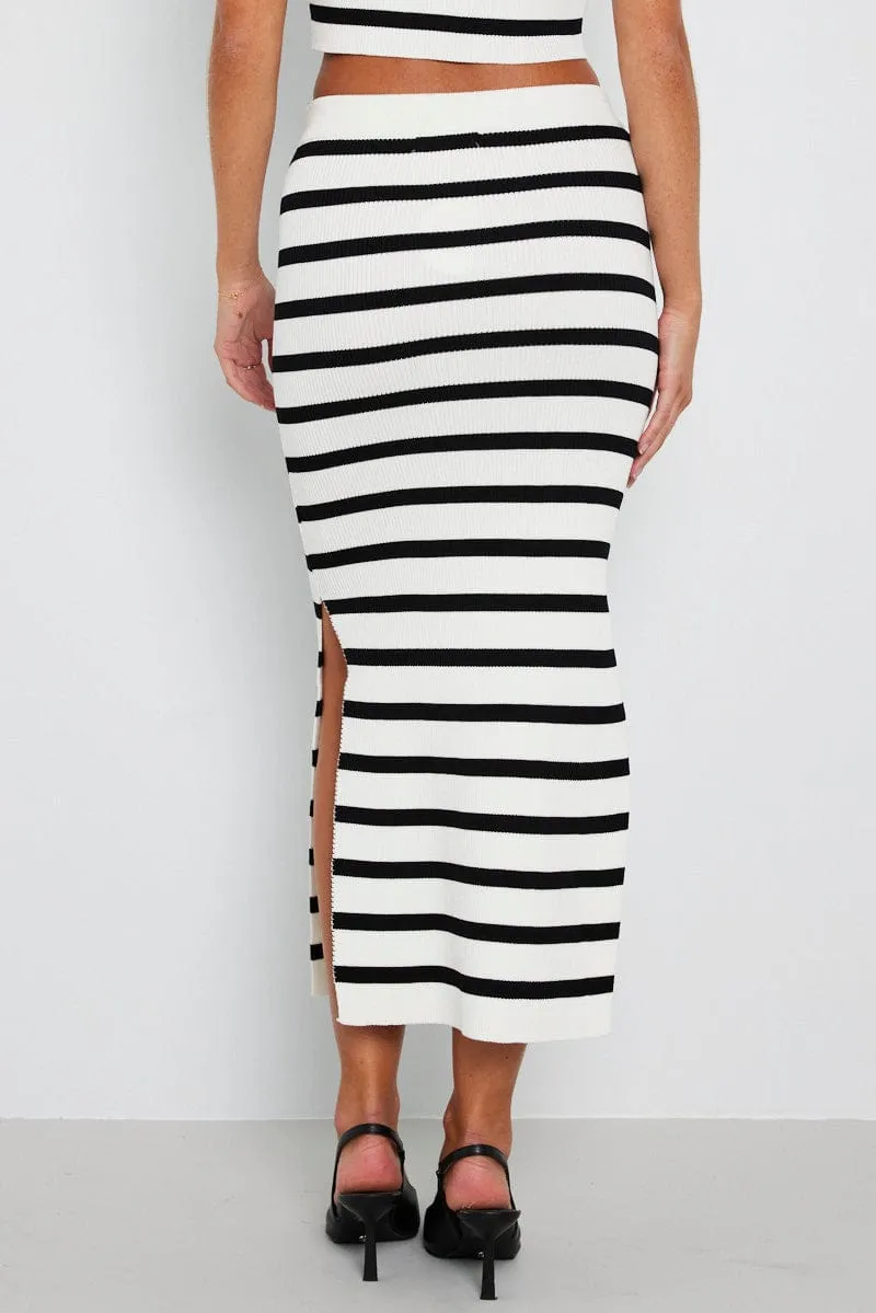 Black Stripe Knit Skirt High Rise Maxi sold by Ally Fashion product image thumbnail 5