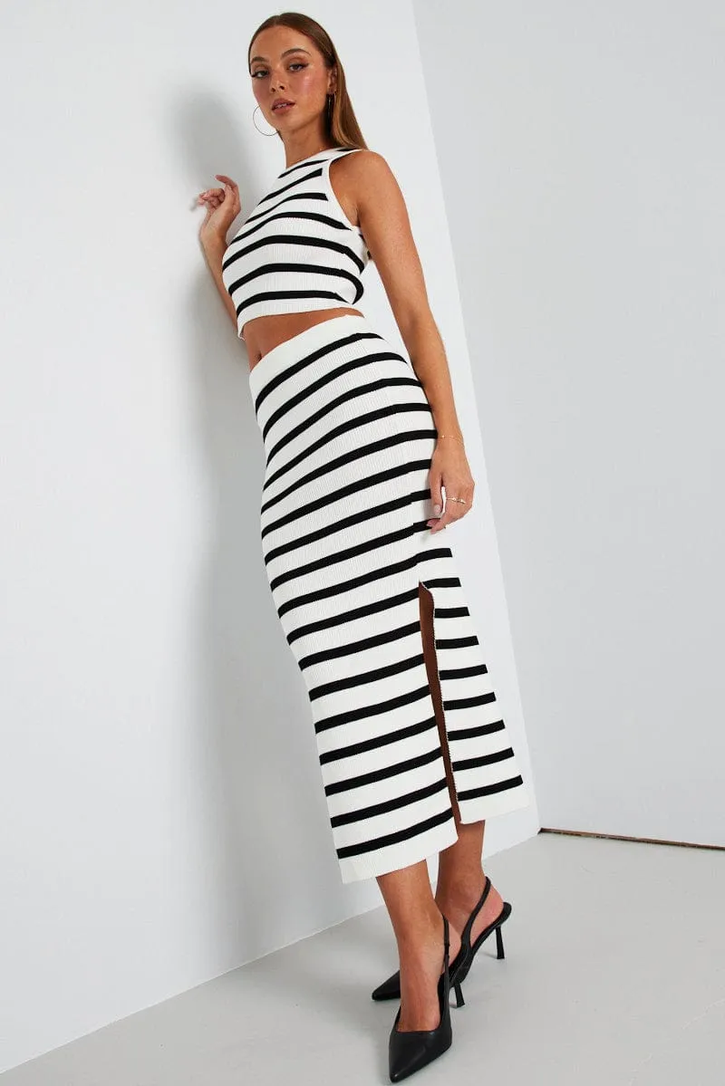 Black Stripe Knit Skirt High Rise Maxi sold by Ally Fashion product image thumbnail 2