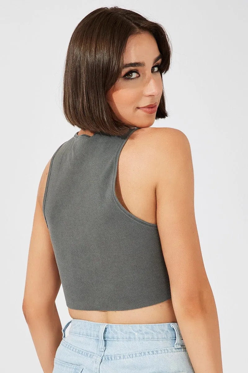 Black Graphic Tank Sleeveless Washed sold by Ally Fashion product image thumbnail 5