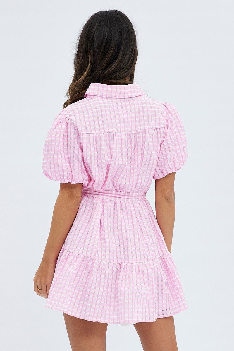 Pink Shirts Dress Puff Sleeve Mini sold by Ally Fashion product image thumbnail 5