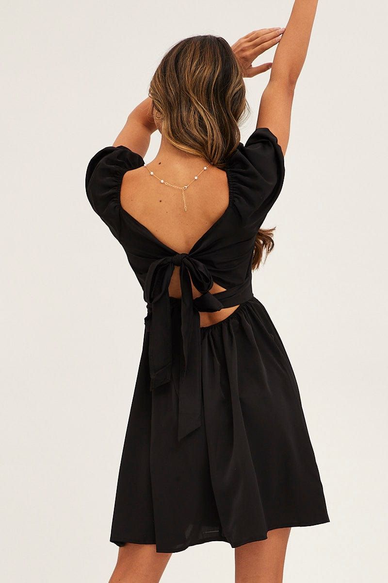 Black Short Sleeve Skater Mini Dress sold by Ally Fashion product image thumbnail 5
