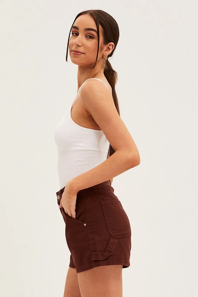 Brown Carpenter Denim Shorts High Rise sold by Ally Fashion product image thumbnail 4