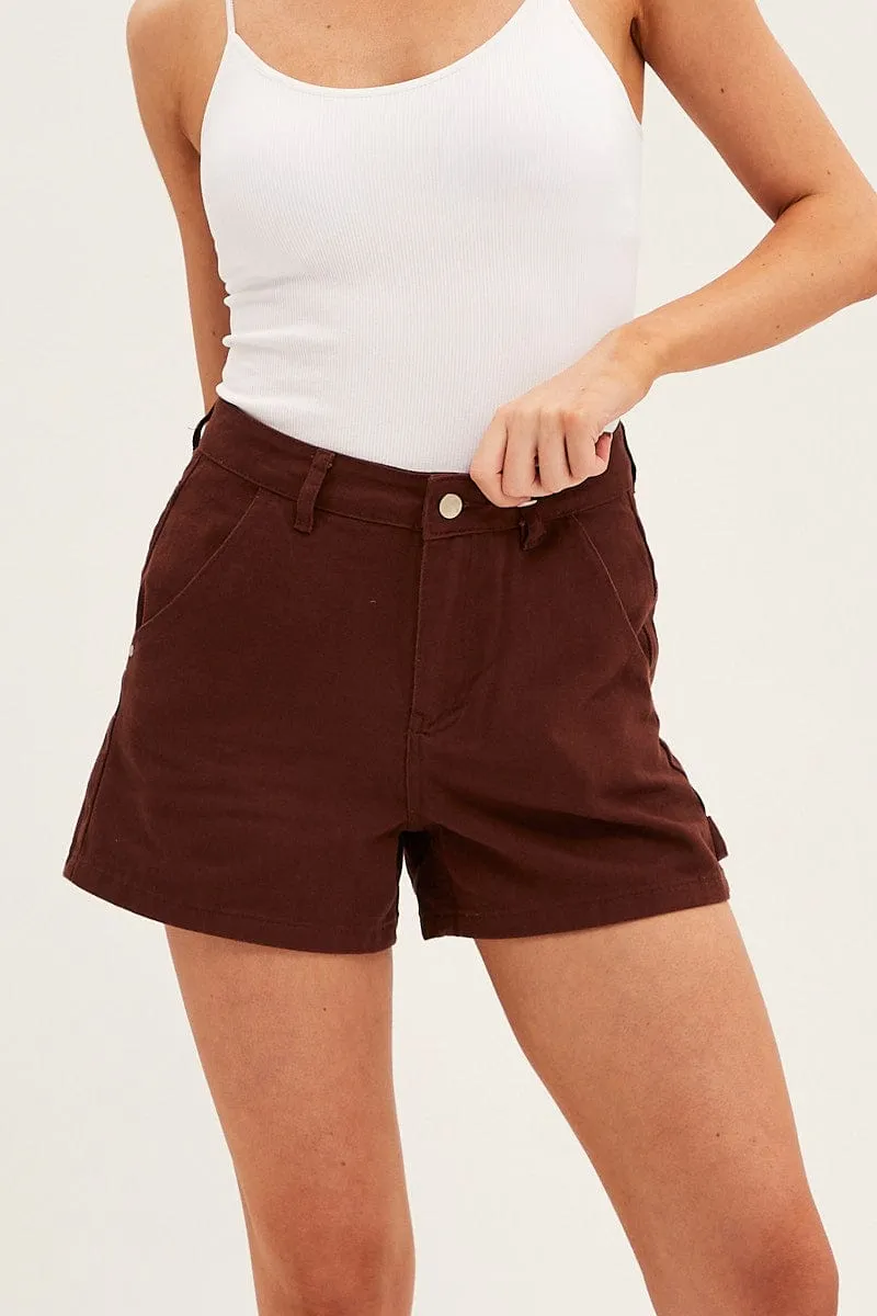 Brown Carpenter Denim Shorts High Rise sold by Ally Fashion product image thumbnail 2