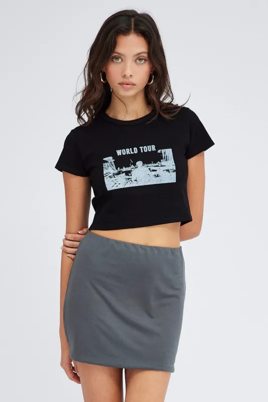 Grey Supersoft Mini Skirt sold by Ally Fashion