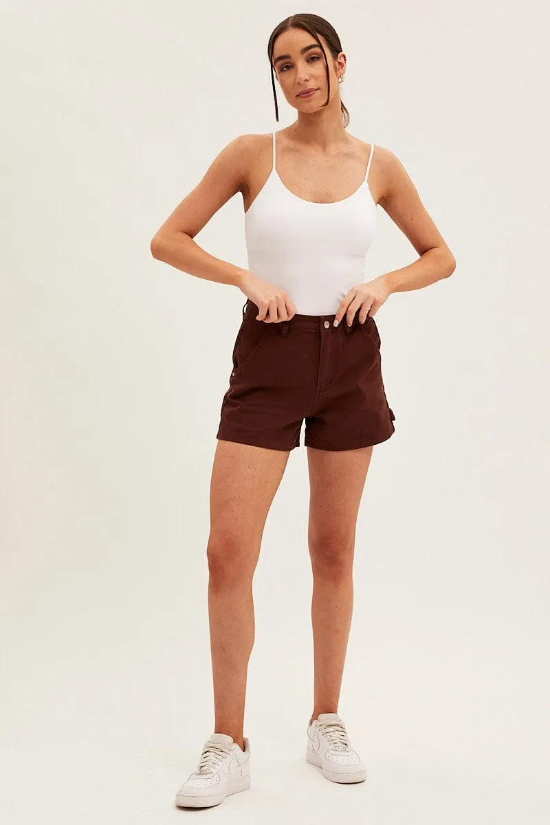Brown Carpenter Denim Shorts High Rise sold by Ally Fashion product image thumbnail 3