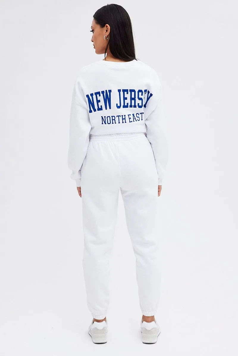 White Track Pants High Rise Jogger sold by Ally Fashion product image thumbnail 5