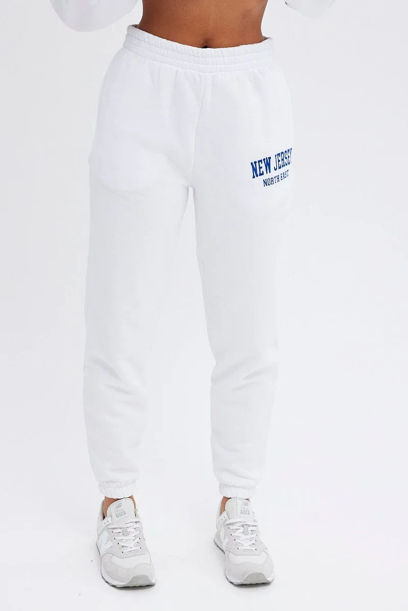 White Track Pants High Rise Jogger sold by Ally Fashion product image thumbnail 2