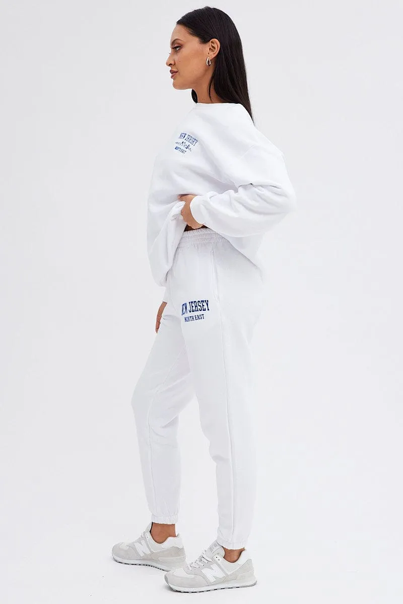 White Track Pants High Rise Jogger sold by Ally Fashion product image thumbnail 4