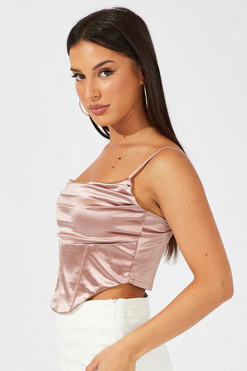 Pink Satin Cami Sleeveless Diamante Strap sold by Ally Fashion product image thumbnail 4