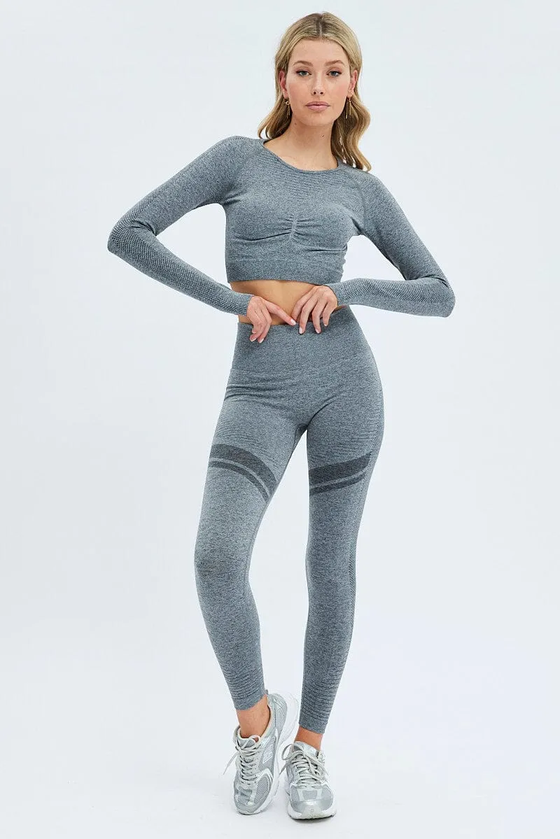 Grey Seamless Top And Legging Activewear Set sold by Ally Fashion product image thumbnail 3