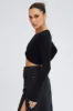 Black Cut Out Top Long Sleeve Crew Neck Seamless sold by Ally Fashion