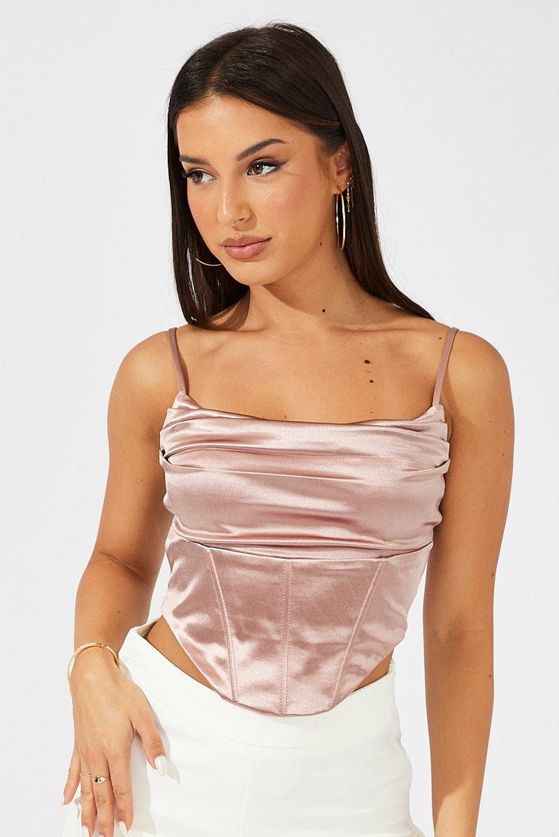 Pink Satin Cami Sleeveless Diamante Strap sold by Ally Fashion product image thumbnail 3