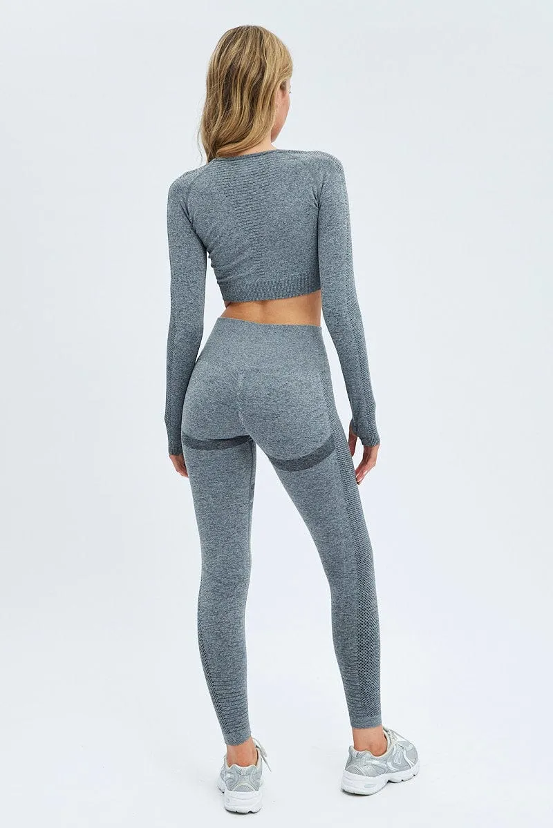 Grey Seamless Top And Legging Activewear Set sold by Ally Fashion product image thumbnail 5