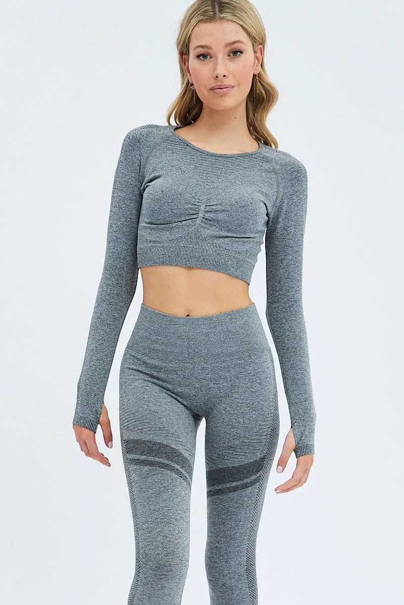 Grey Seamless Top And Legging Activewear Set sold by Ally Fashion product image thumbnail 2