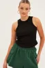 Black Crew Tank High Neck Curved Hem Sleeveless sold by Ally Fashion
