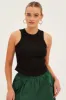 Black Crew Tank High Neck Curved Hem Sleeveless sold by Ally Fashion