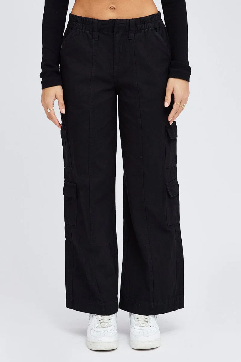 Black Cargo Pants Mid Rise sold by Ally Fashion product image thumbnail 2