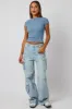 Blue T Shirt Short Sleeve Crew Neck Cotton Rib sold by Ally Fashion