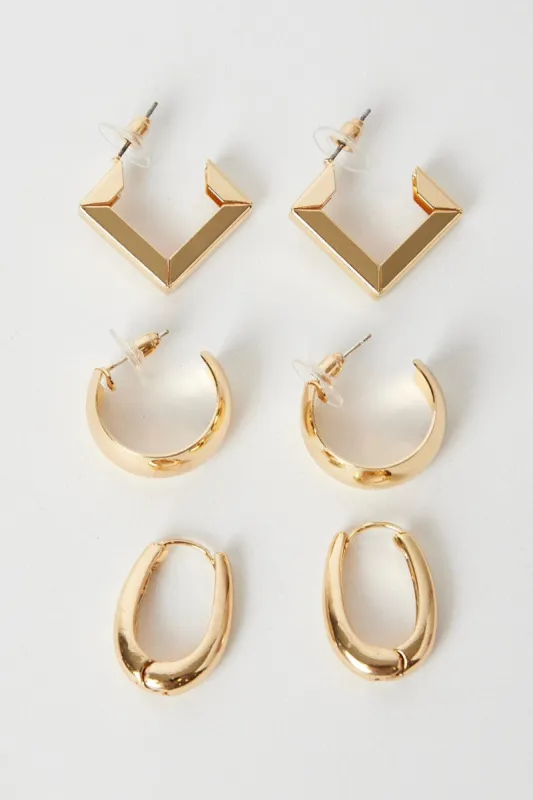Gold 3 Pack Earrings sold by Ally Fashion