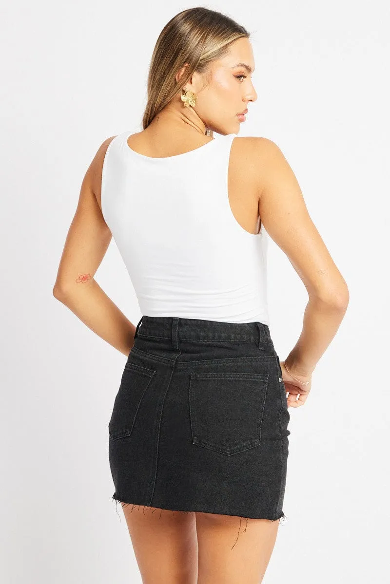 White Bodysuit Sleeveless Modal sold by Ally Fashion product image thumbnail 4