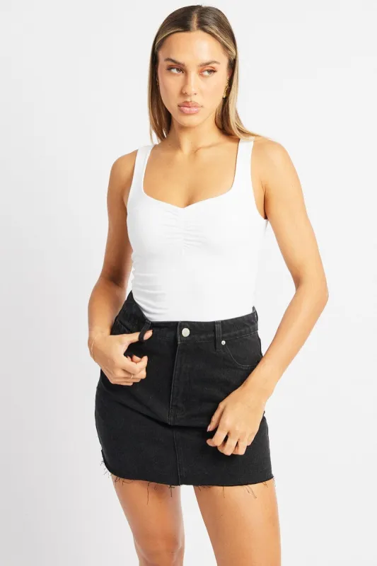 White Bodysuit Sleeveless Modal sold by Ally Fashion