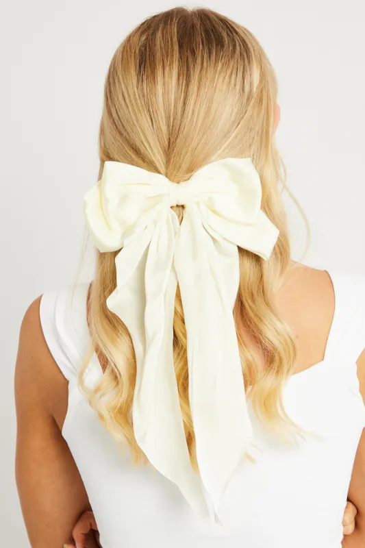 White Large Bow Hair Clip sold by Ally Fashion