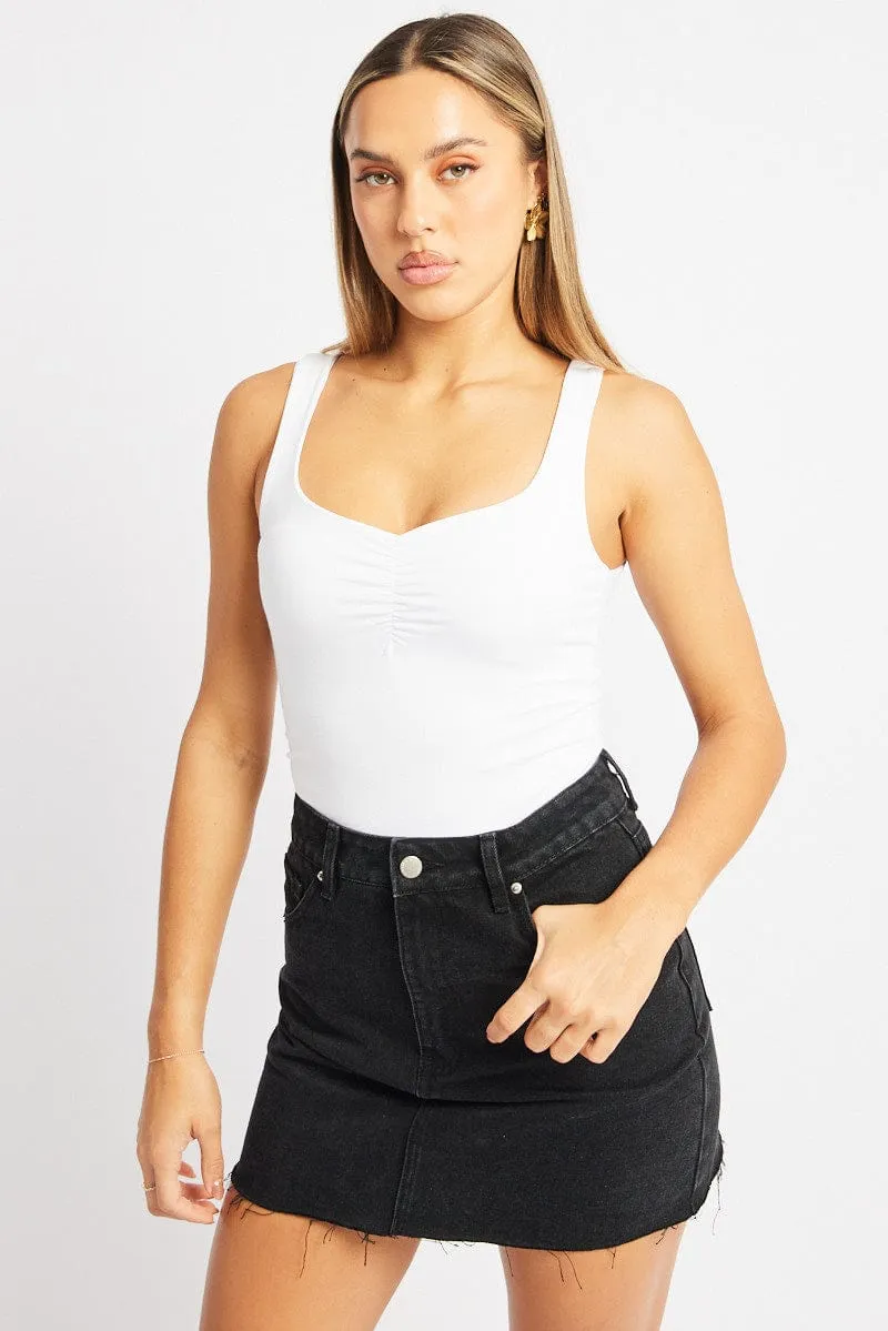 White Bodysuit Sleeveless Modal sold by Ally Fashion product image thumbnail 3