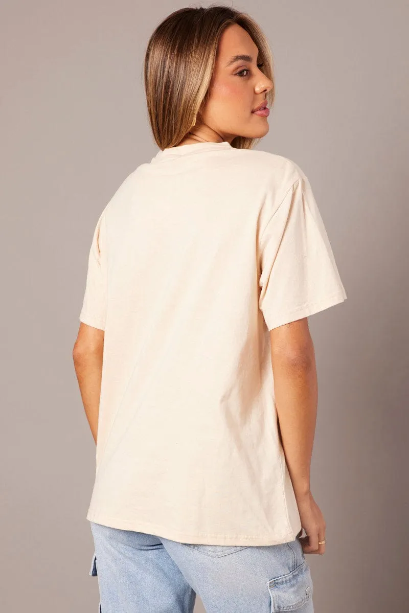 Beige Graphic Tee Short Sleeve sold by Ally Fashion product image thumbnail 5